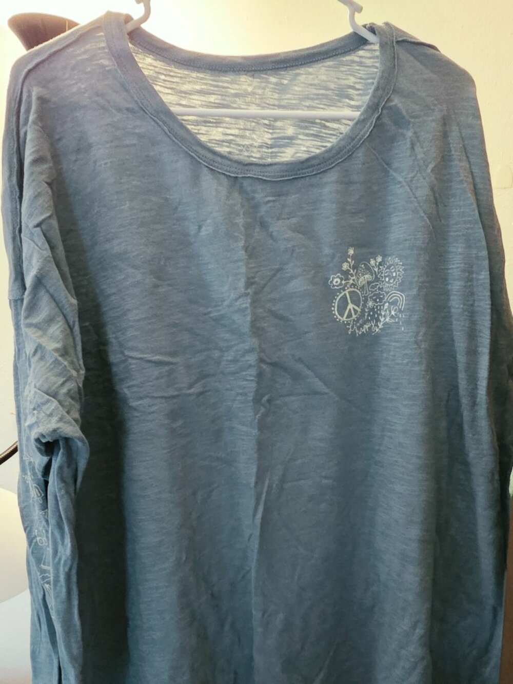 Boho style Natural Life long Sleeve tunic, XXL (quite stretchy) Blue